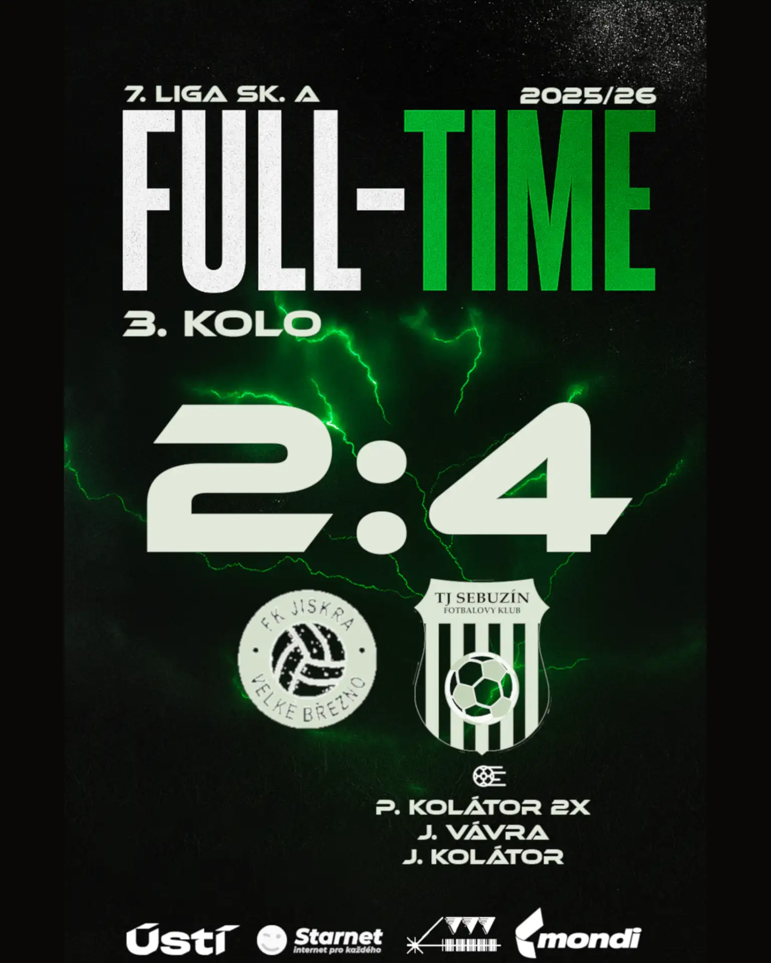 Ve 3 kole Áčko výhra 4:2 proti FK Jiskra Velké Březno