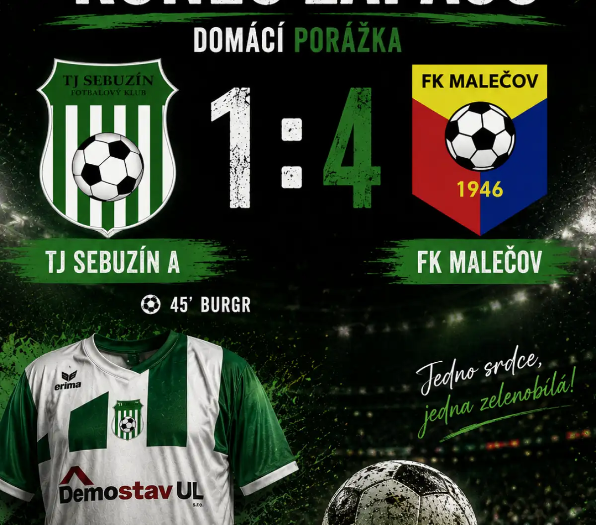 Áčko doma prohrálo v derby s Malečovem